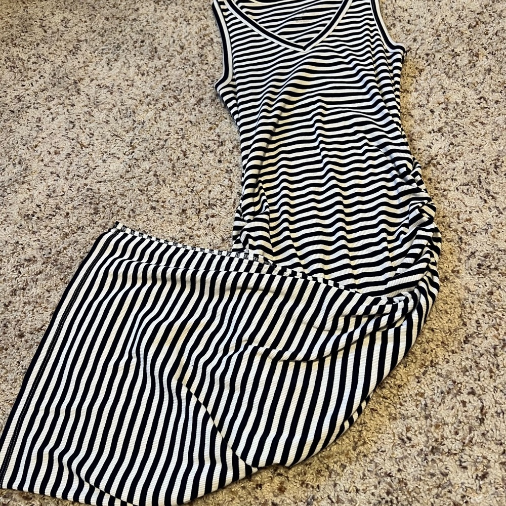 Striped Black and White Sleeveless Dress